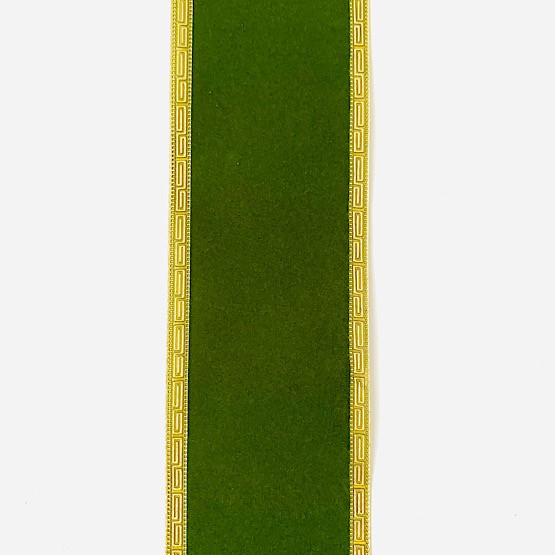 Mossgrönt dekorband med guldkant