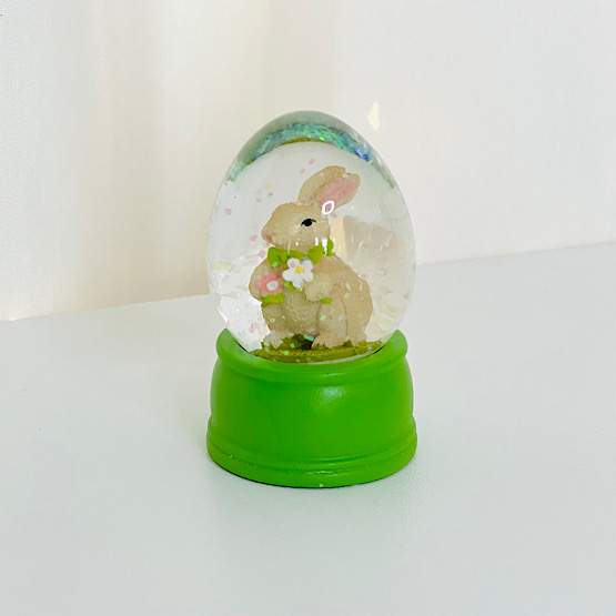 Liten glasglob med kanin - grön