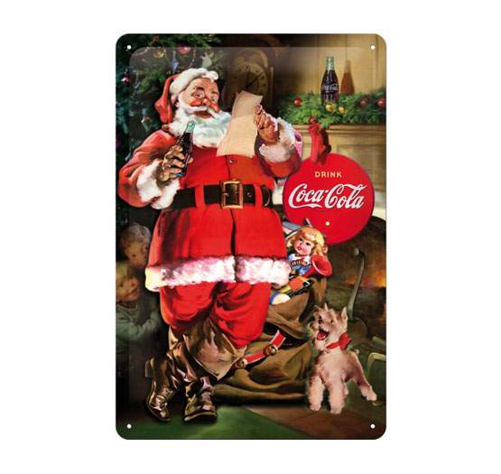 Plåtskylt Coca Cola jultomte