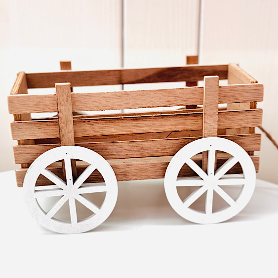Dekorationsvagn i trä - brun