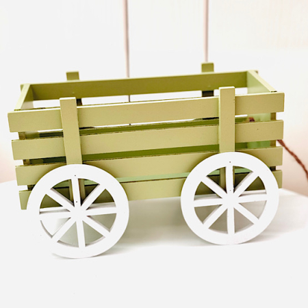 Dekorationsvagn i trä - ljusgrön