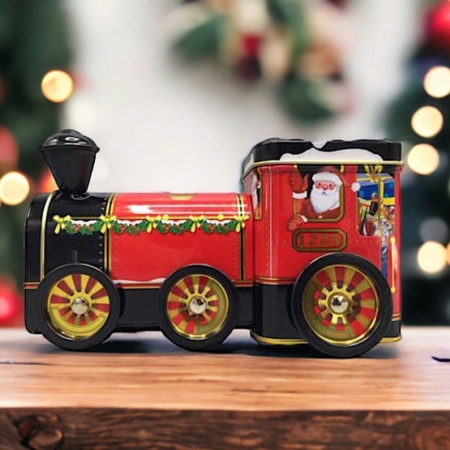Plåtburk som ser ut som ett jul tåg
