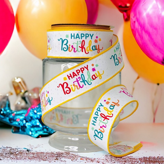 Dekorationsband med färgglad text Happy Birthday