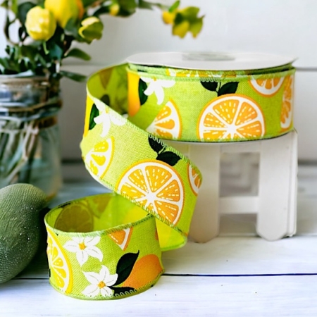 Limegrönt band med citroner på