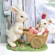 Prydnad vit kanin med kaninunge i vagn