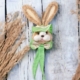 Kaninhuvud i står med grön mössa