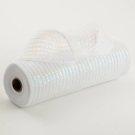 Dekor mesh vit metallic