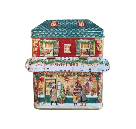 Plåtburk markishus vinter godisbutik