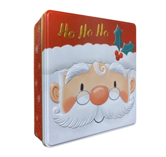 Plåtburk tomte Ho Ho Ho