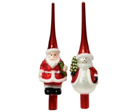 Spira i glas tomte och snögubbe
