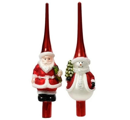 Spira i glas tomte och snögubbe