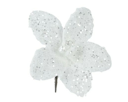 Vit julblomma med glitter