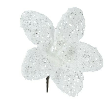 Vit julblomma med glitter