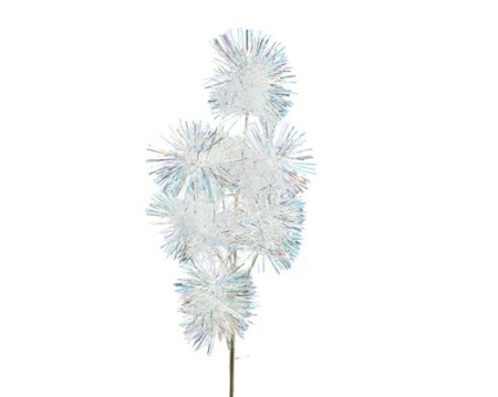 Kvist med vita glitter pom poms