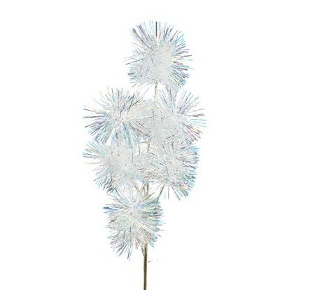 Kvist med vita glitter pom poms