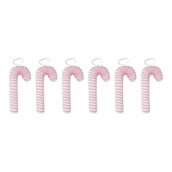 Julgranshängen rosa polkagris 6-pack