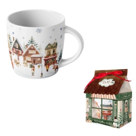 Mugg med julstad i presentbox