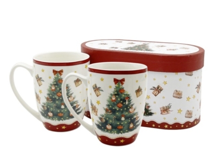 Muggar med julgran i presentbox 2-pack