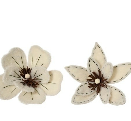 Vit filtblomma med klips