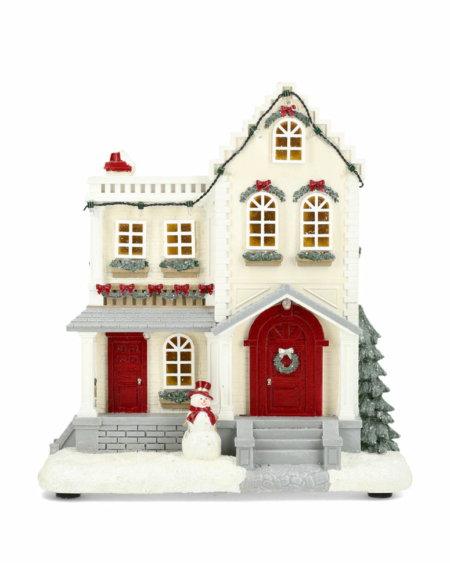 Vitt julhus med belysning