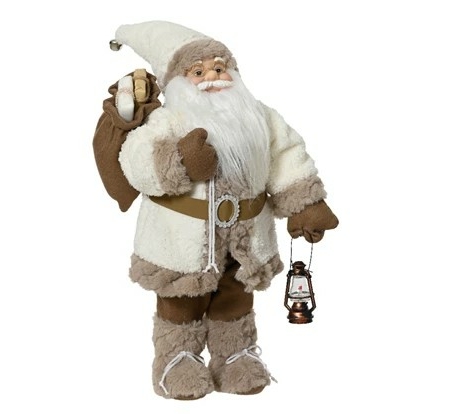 Stor tomte med lykta brun och vit