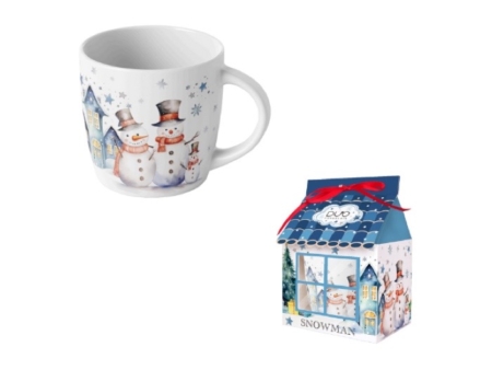 Mugg med snögubbe i presentbox