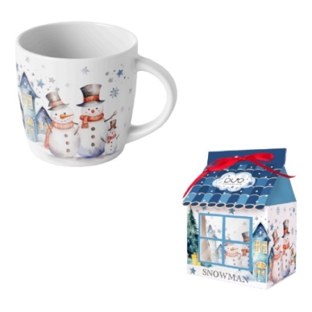 Mugg med snögubbe i presentbox