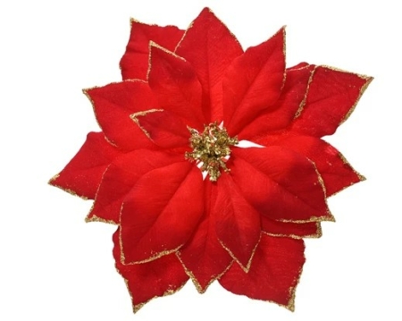Röd guldglittrig julstjärna