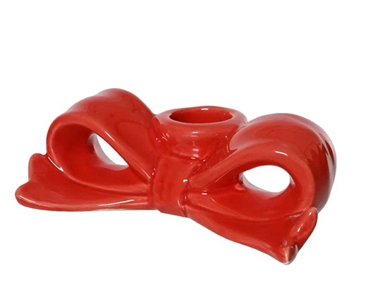 Ljusstake röd rosett