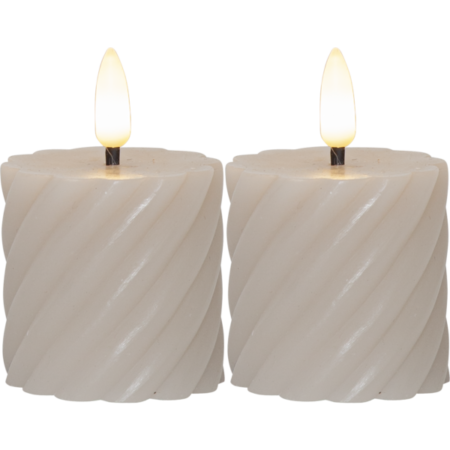 Blockljus swirl 2 pack - beige