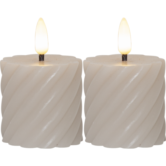 Blockljus swirl 2 pack - beige