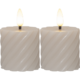 Blockljus swirl 2 pack - beige