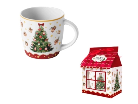 Mugg med julgran i presentbox