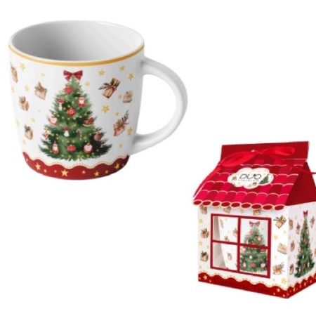 Mugg med julgran i presentbox