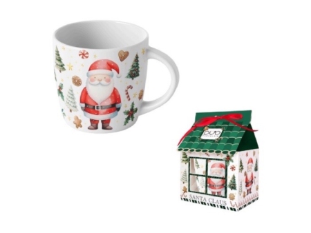Mugg med jultomte i presentbox