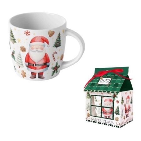 Mugg med jultomte i presentbox