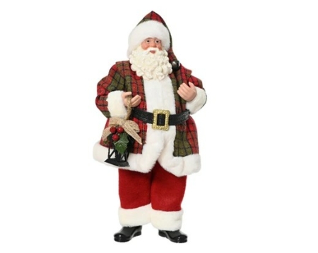 Tomte med rutig jacka och lykta