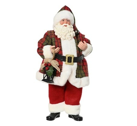 Tomte med rutig jacka och lykta