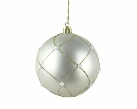 Beige julkula med pärlor