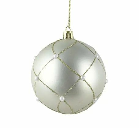 Beige julkula med pärlor