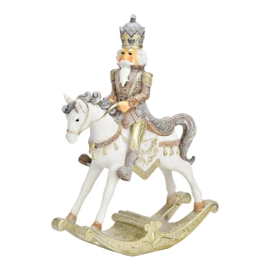 Nötknäppare på gunghäst beige