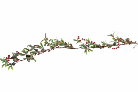 Glittrig girlang med röda bär och kottar