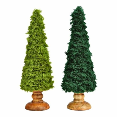 Prydnadsgran i textil med träfot