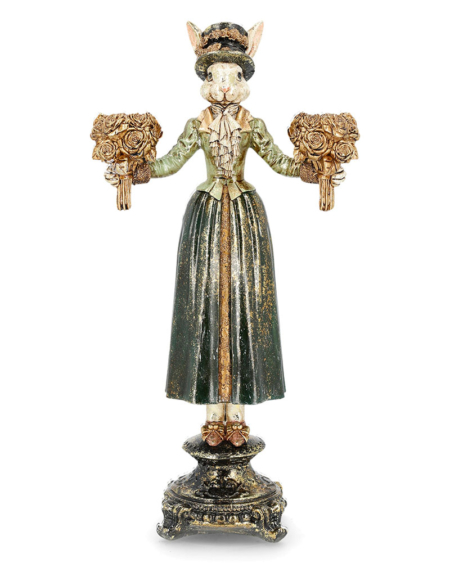 Ljusstake fru kanin grön