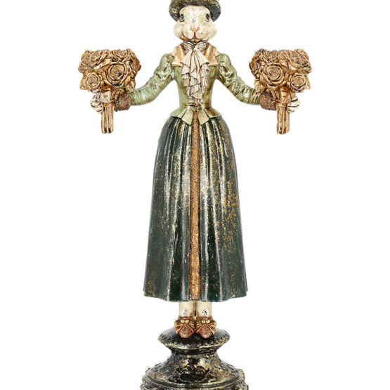 Ljusstake fru kanin grön