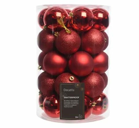 Julkulor röda - 34 st