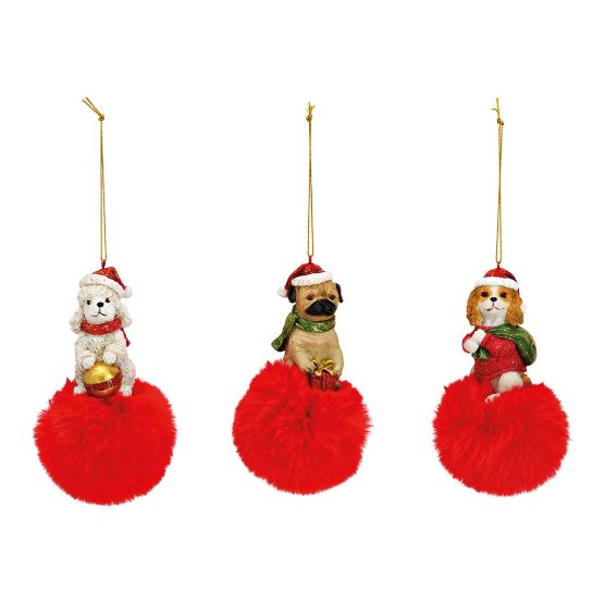 Julgranshänge hund på pompom