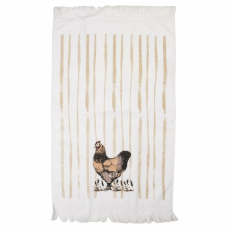 Randig gästhandduk med höna