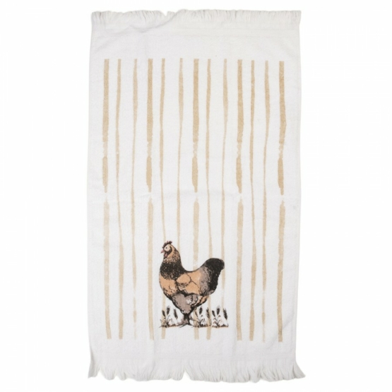 Randig gästhandduk med höna