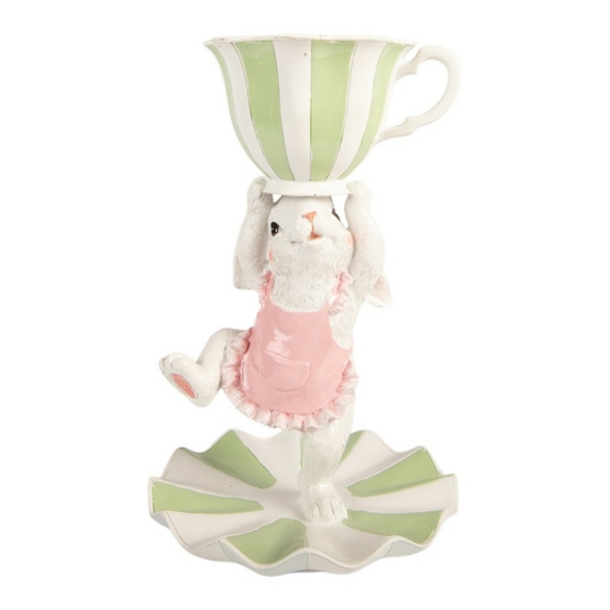 Vit kanin med tekopp